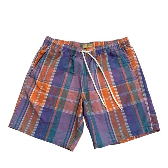 J. Crew Shorts Mens Medium Swim Trunks Plaid Colorful‎ Mesh Lining Pockets Board - Picture 1 of 6